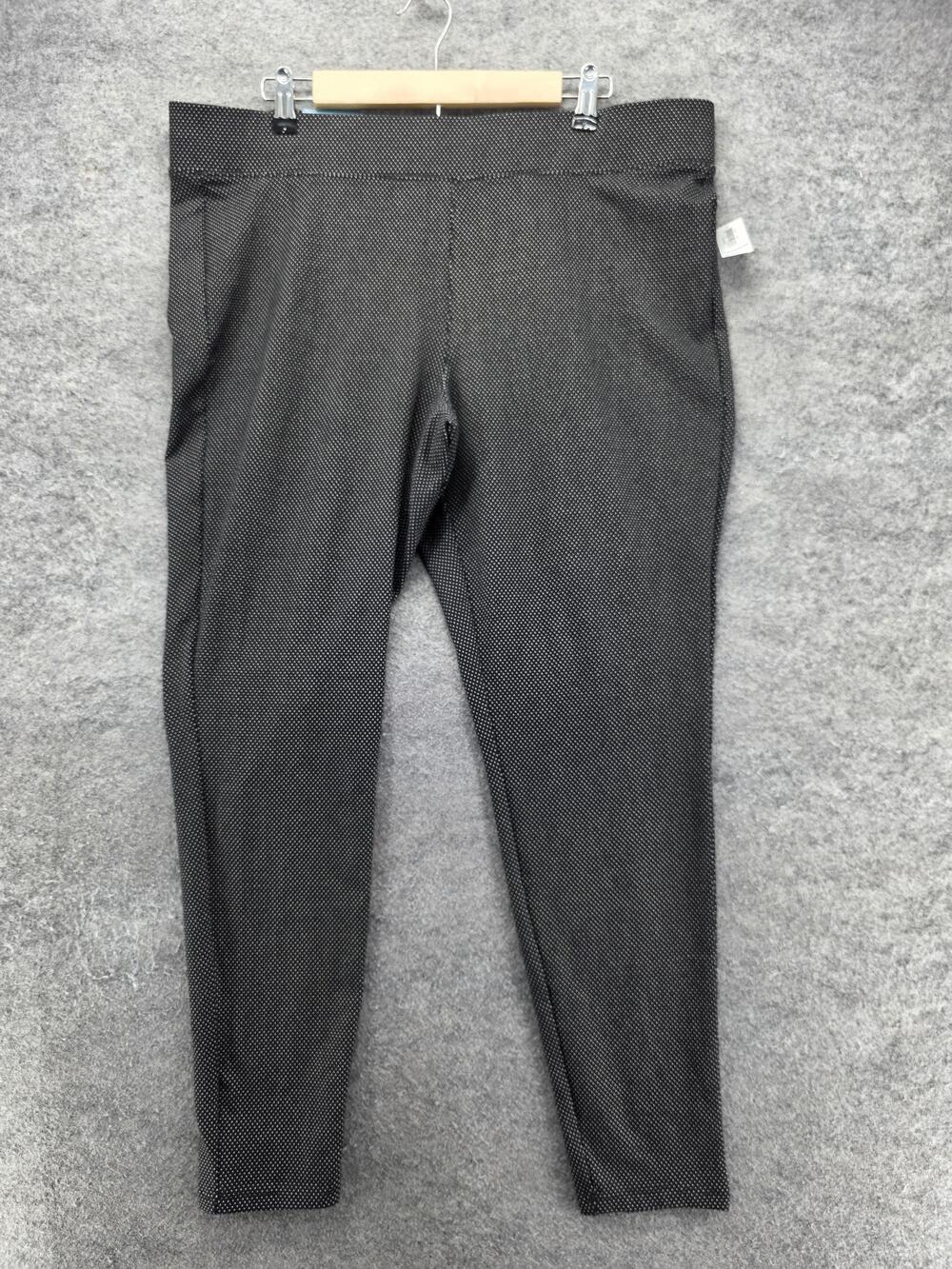 Old Navy Leggings Womens XL Black Ankle Polka Dot Cotton Spandex Elastic Waist